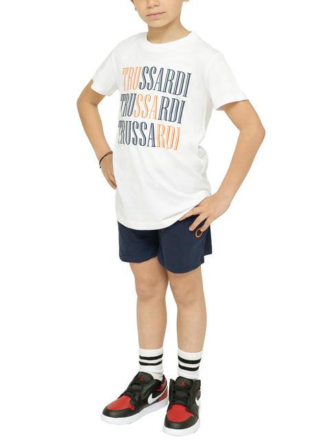 TRUSSARDI ROJI Cotton t-shirt and Bermuda shorts set white/ind. - Children's tracksuits