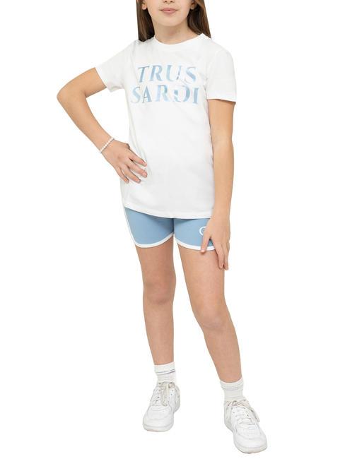 TRUSSARDI LIMEO Cotton t-shirt and Bermuda shorts set whit/azure - Children's tracksuits