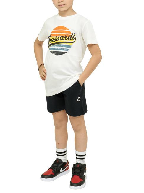 TRUSSARDI TOMASI Cotton t-shirt and Bermuda shorts set off white - Children's tracksuits