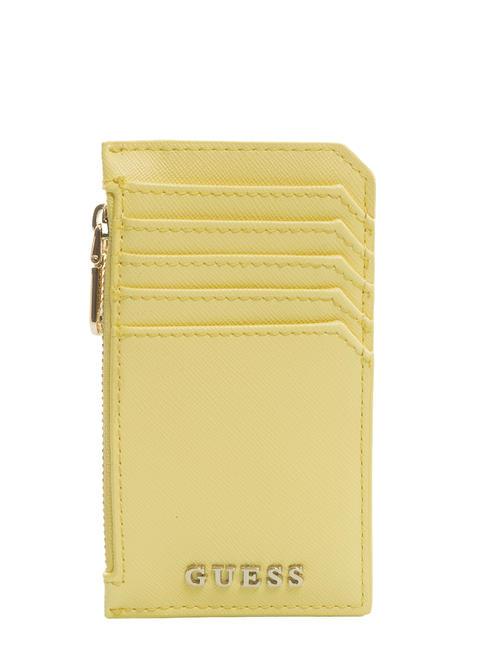 GUESS METALLIC LOGO Zipped card holder yellow - Women’s Wallets