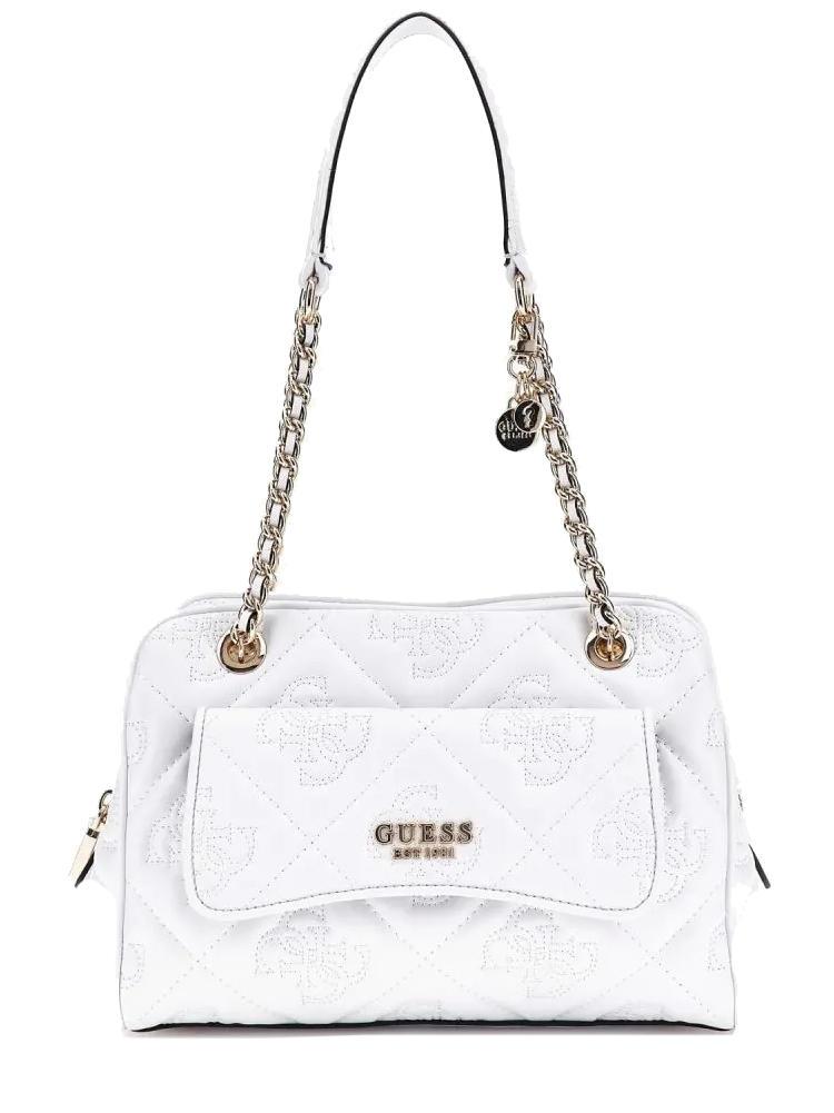 Guess Marieke Shoulder Bag White Logo - Buy At Outlet Prices!