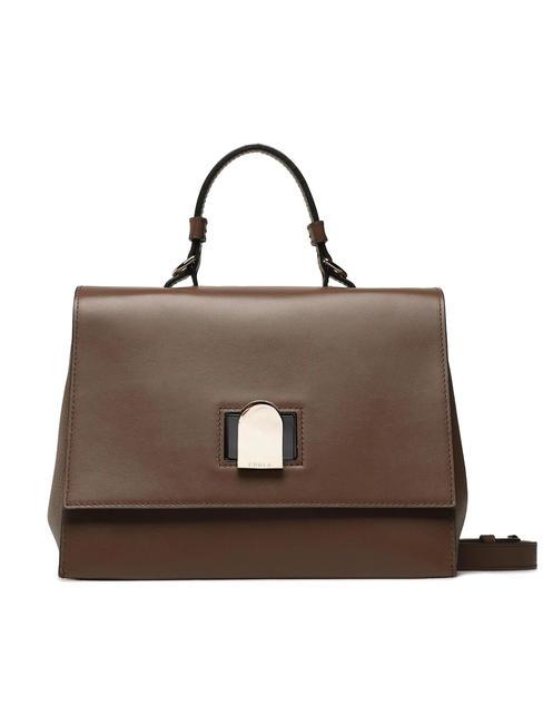 FURLA EMMA Handbag, with shoulder strap, in leather pralines - Women’s Bags