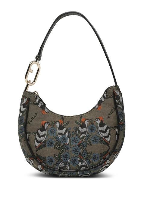 FURLA PRIMAVERA Shoulder bag in jacquard fabric greige tones - Women’s Bags