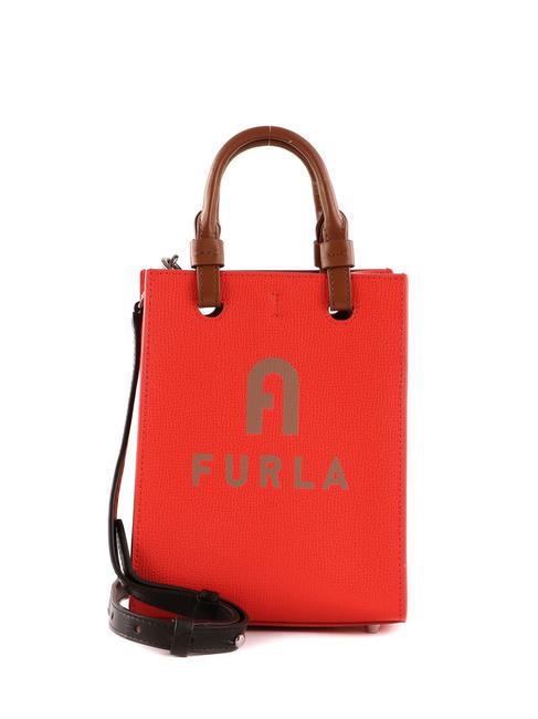 FURLA VARSITY STYLE Vertical leather bag with shoulder strap spritz+greige - Women’s Bags