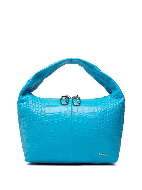 FURLA GINGER Small handbag in coconut leather cyan - Women’s Bags