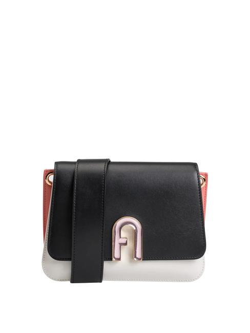 FURLA GEMMA Leather shoulder bag black+talc h+grapefruit - Women’s Bags