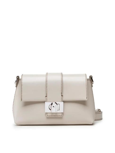 FURLA CHARLOTTE Mini leather shoulder bag pearl - Women’s Bags