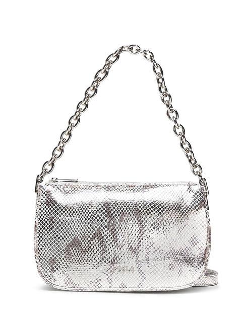 FURLA MOON Printed leather bag with chain handle silver tones - Women’s Bags