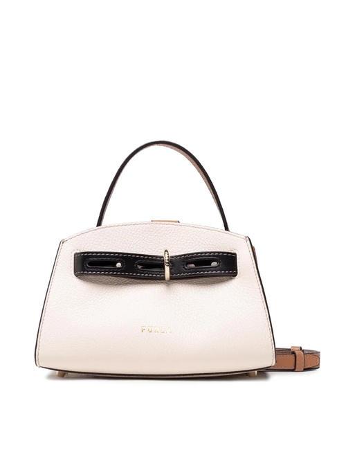 FURLA MARGHERITA Leather handbag with shoulder strap parchment / black / honey - Women’s Bags