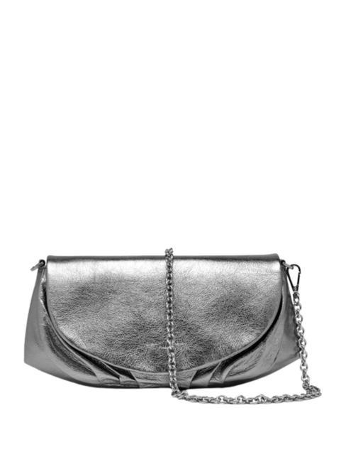 GIANNI CHIARINI ADELE Metallic leather clutch bag STEEL - Women’s Bags