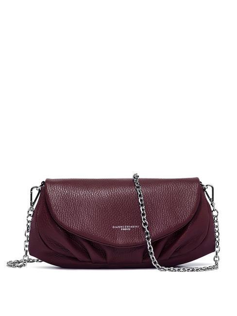 GIANNI CHIARINI ADELE Leather clutch bag with metal shoulder strap red beet - Women’s Bags