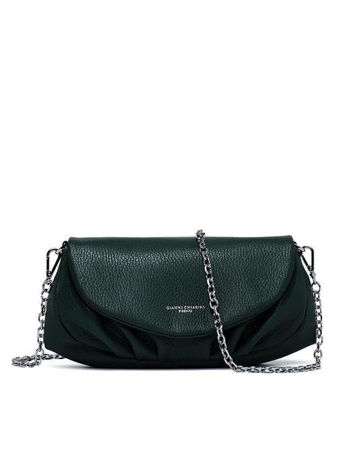 GIANNI CHIARINI ADELE Leather clutch bag with metal shoulder strap deep green - Women’s Bags