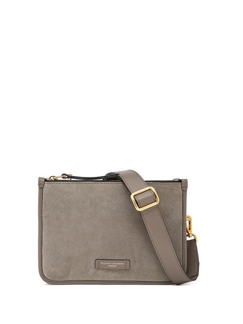 GIANNI CHIARINI DEBBIE NEW Suede leather shoulder bag light grey - Women’s Bags