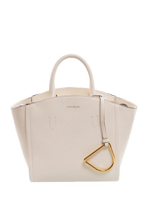 COCCINELLE NARCISSE Small bag in hammered leather coconut milk - Women’s Bags