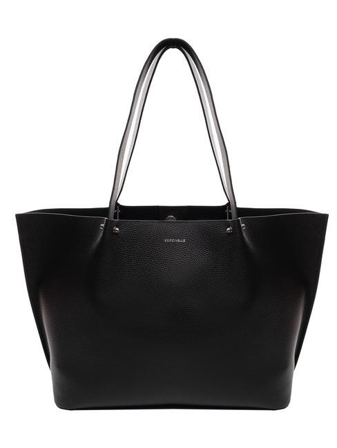 COCCINELLE IVORY Maxi grained leather shopping bag Black - Women’s Bags