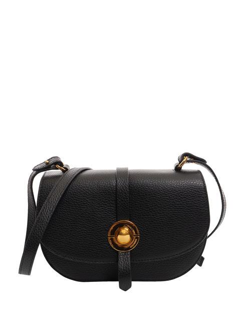 COCCINELLE MARGHERITA Saddle bag in hammered leather Black - Women’s Bags
