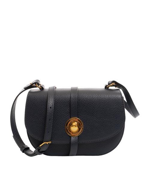 COCCINELLE MARGHERITA Saddle bag in hammered leather midnight blue - Women’s Bags