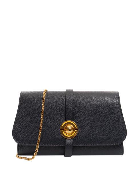 COCCINELLE MARGHERITA Hammered leather bag with chain shoulder strap midnight blue - Women’s Bags