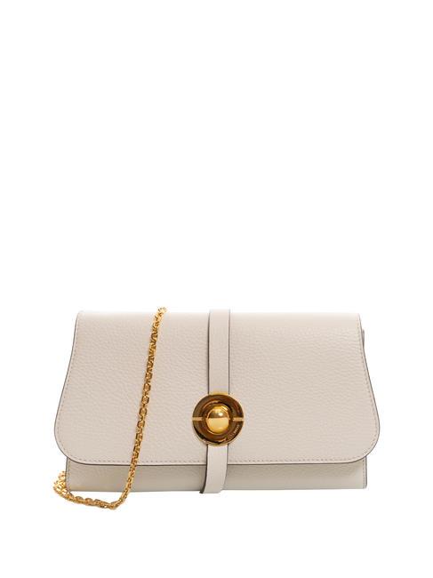 COCCINELLE MARGHERITA Hammered leather bag with chain shoulder strap coconut milk - Women’s Bags