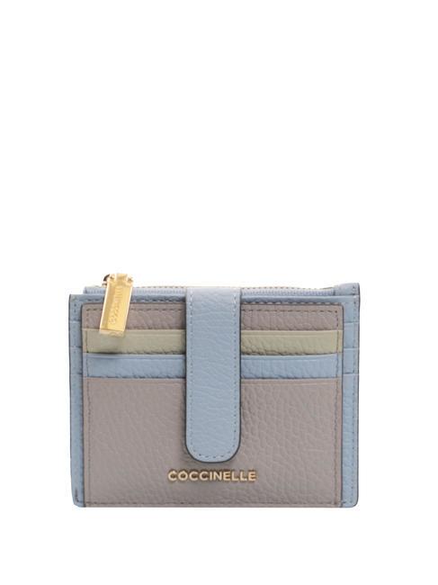 COCCINELLE METALLIC TRICOLOR Leather card holder with coin purse l.gr/mis.b/c.gr - Women’s Wallets