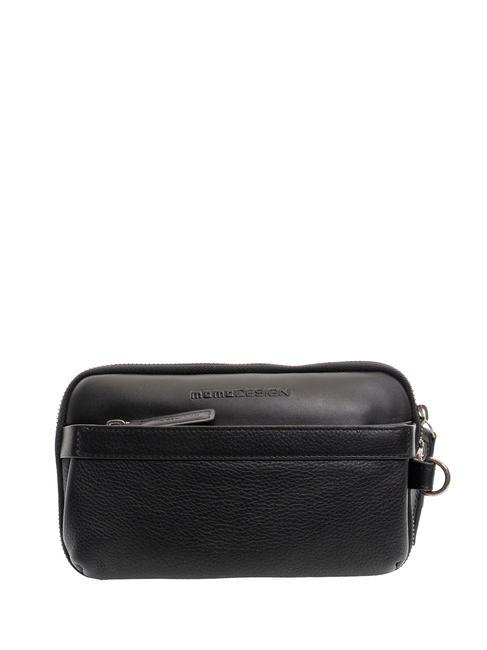 MOMO DESIGN GRAINED LEATHER Leather clutch bag with power bank holder black - Tablet holder& Organizer