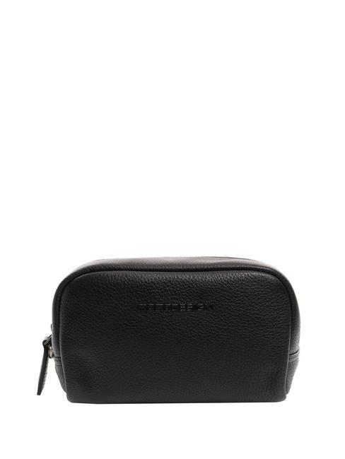 MOMO DESIGN GRAINED LEATHER Double zip leather cosmetic bag black - Beauty Case
