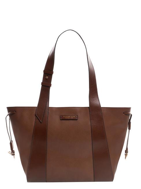 THE BRIDGE CARLOTTA Leather shoulder shopping bag BROWN - Women’s Bags