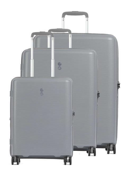 ECHOLAC FORZA Set of 3 expandable trolleys: cabin+medium+large arctic grey - Trolley Set