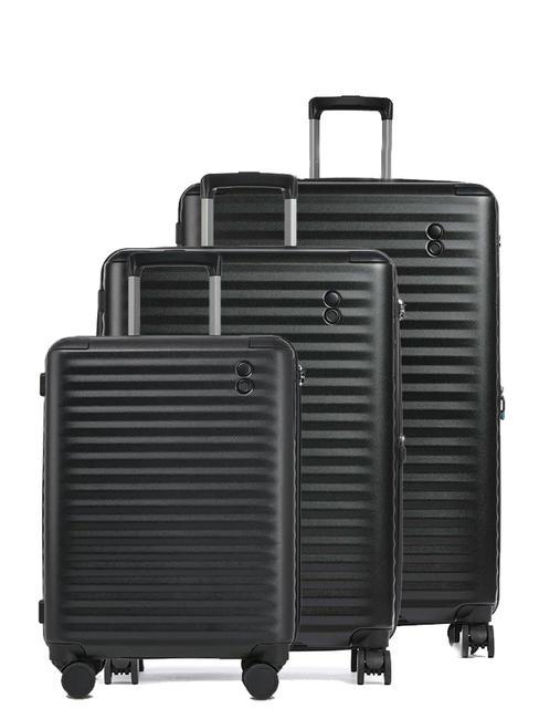 ECHOLAC CELESTRA BLX Set of 3 trolleys: cabin, medium and large expandable black - Trolley Set