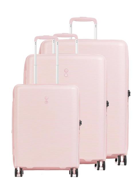 ECHOLAC FORZA Set of 3 expandable trolleys: cabin+medium+large pink - Trolley Set
