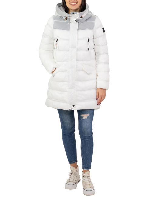 DEKKER STAND RT Long down jacket with colored padding white - Women's down jackets