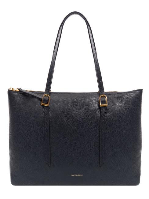 COCCINELLE CHERRY Hammered leather shopping bag midnight blue - Women’s Bags