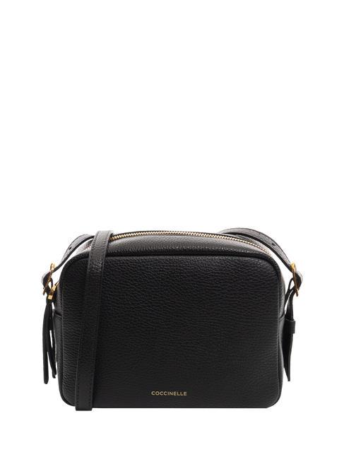 COCCINELLE CHERRY Hammered leather camera bag Black - Women’s Bags