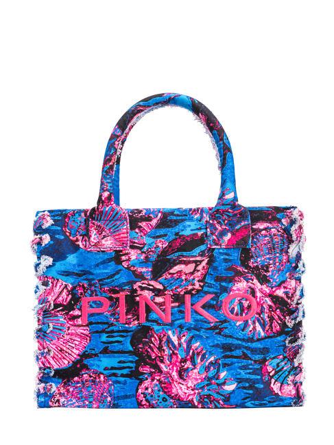 PINKO BEACH Shopping bag in recycled canvas mult.blue/pink - Women’s Bags
