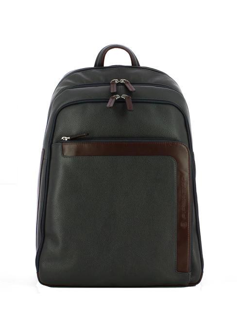 PIQUADRO X1 15.6" leather laptop backpack blue / brown - Laptop backpacks