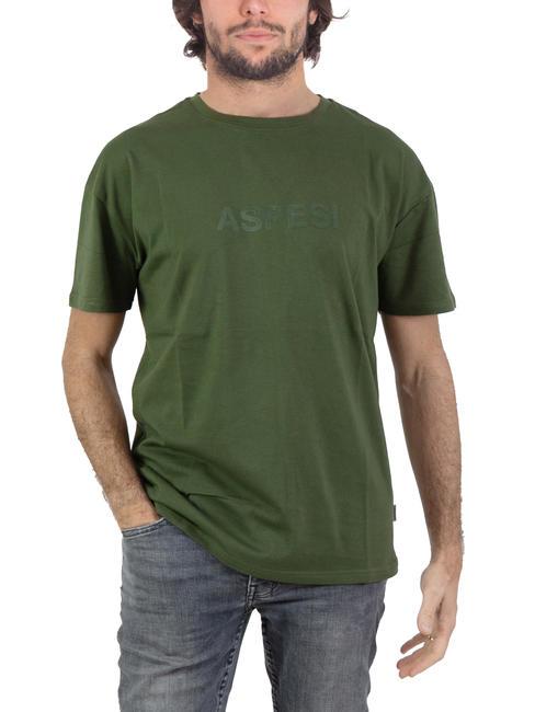 ASPESI BASIC FLOCK Cotton T-shirt with logo military - T-shirt