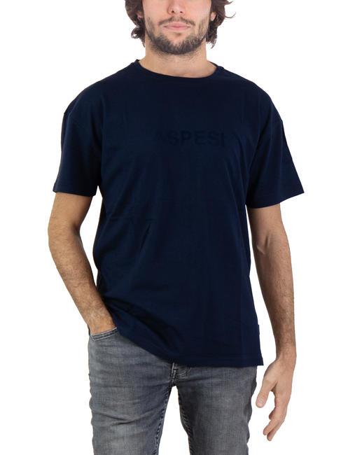 ASPESI BASIC FLOCK Cotton T-shirt with logo navy - T-shirt