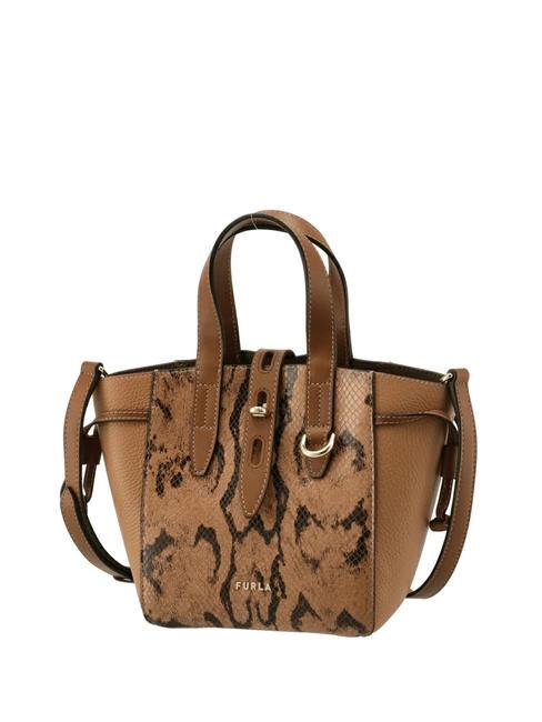 FURLA NET Leather handbag with shoulder strap honey tones+cognac h - Women’s Bags