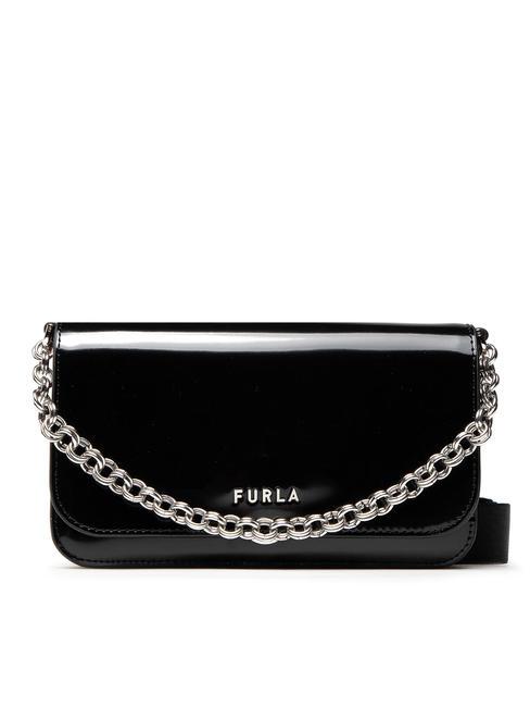 FURLA SPLENDIDA MIni bag in leather with shoulder strap black + cognac h - Women’s Bags