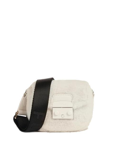 FURLA METROPOLIS Mini shoulder bag white cotton + black - Women’s Bags