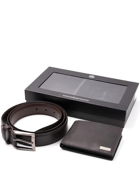 ROCCOBAROCCO GIFT BOX Belt + Leather Wallet dark brown - Belts
