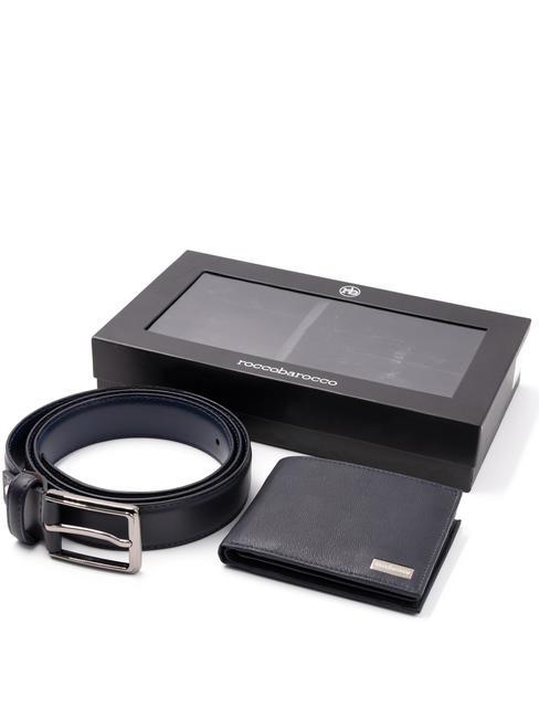 ROCCOBAROCCO GIFT BOX Belt + Leather Wallet navy - Men’s Wallets