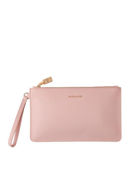 BORBONESE LETTERING Leather clutch bag with cuff pink lotus - Women’s Bags
