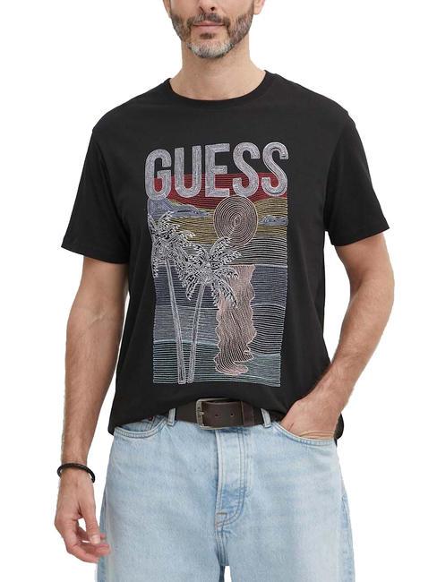 GUESS SUMMER TRIANGLE Cotton T-shirt jetbla - T-shirt