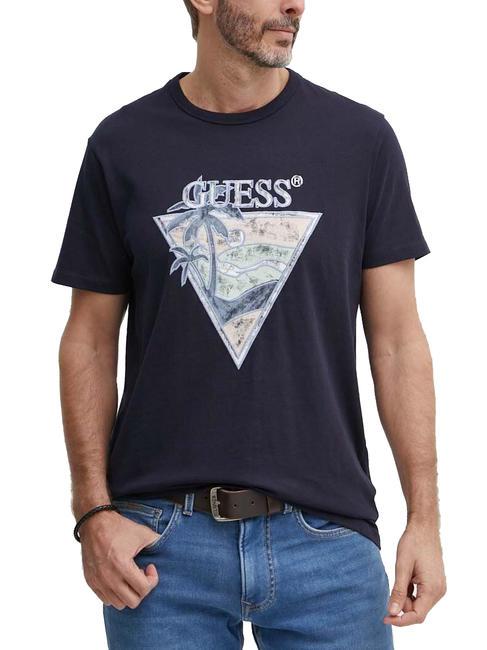 GUESS SUMMER TRIANGLE Cotton T-shirt smartblue - T-shirt