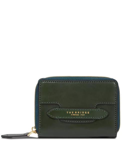 THE BRIDGE LUCREZIA Compact leather wallet gold colored malachite - Women’s Wallets
