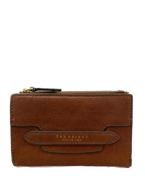 THE BRIDGE LUCREZIA  Leather clutch bag BROWN - Women’s Wallets