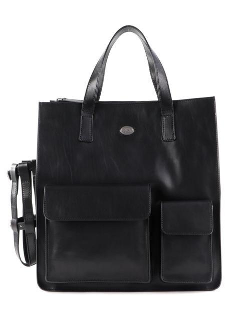 THE BRIDGE STOUO  Vertical leather shopper, with shoulder strap Black - Women’s Bags