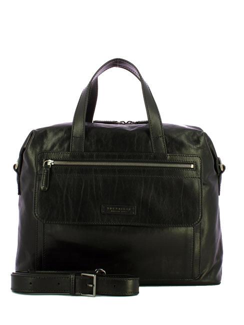 THE BRIDGE ALBERTO 13" PC briefcase, in leather black / dark matte ruthenium - Work Briefcases