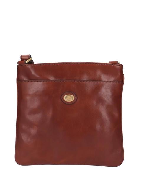 THE BRIDGE STOUO Flat leather bag BROWN - Over-the-shoulder Bags for Men